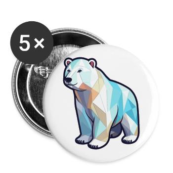 Ours polaire mignon dessin animé kawaii aquarelle Animal P - Lot de 5 grands badges (56 mm) - blanc - Devant