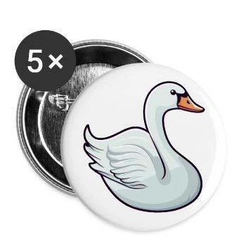 Schwan Niedliche Karikatur Kawaii Aquarell Tier Haustier - Buttons groß 56 mm (5er Pack) - Weiß - Vorne