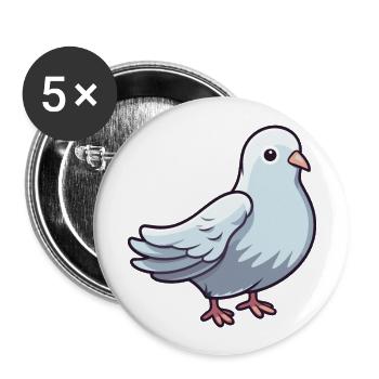 Colombe Mignon Dessin Animé Kawaii Aquarelle Animal Animal De Compagnie - Lot de 5 grands badges (56 mm) - blanc - Devant