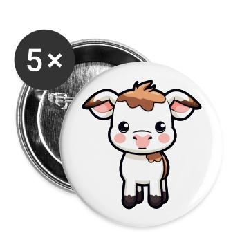 Vache Mignon Dessin Animé Kawaii Aquarelle Animal Animal De Compagnie - Lot de 5 grands badges (56 mm) - blanc - Devant