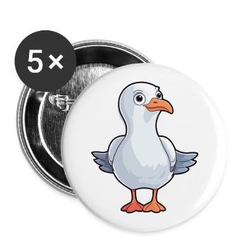 Seagull Cute Cartoon Kawaii Watercolor Animal Pet - Buttons large 2.2''/56 mm (5-pack) - white - Front