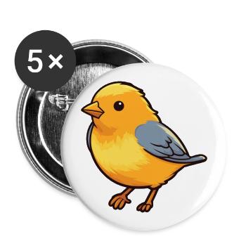 Canary Bird Cute Cartoon Kawaii Watercolor Animal - Buttons large 2.2''/56 mm (5-pack) - white - Front