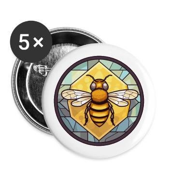Abeille vitrail coloré dessin animé Kawaii Animal - Lot de 5 grands badges (56 mm) - blanc - Devant