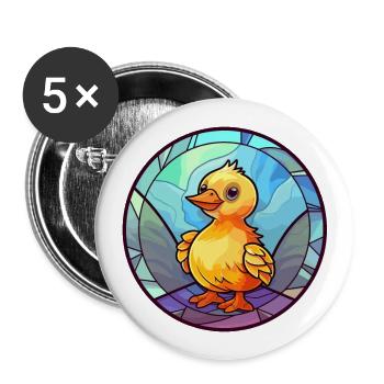 Baby Chick Stained Glass Colorful Cartoon Kawaii A - Buttons large 2.2''/56 mm (5-pack) - white - Front