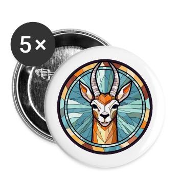 Antilope Buntglas Bunte Karikatur Kawaii Ani - Buttons groß 56 mm (5er Pack) - Weiß - Vorne