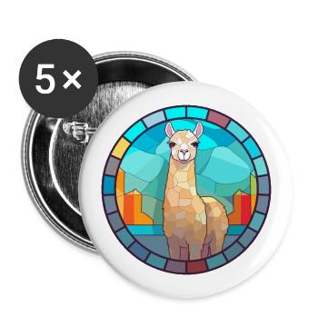 Alpaga vitrail coloré dessin animé Kawaii Anima - Lot de 5 grands badges (56 mm) - blanc - Devant
