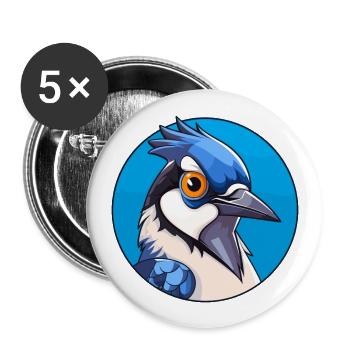 Blauer Eichelhäher Vogel Buntes Glas Bunte Karikatur Kawai - Buttons groß 56 mm (5er Pack) - Weiß - Vorne