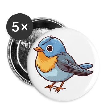 Oiseau Mignon Dessin Animé Kawaii Aquarelle Animal De Compagnie - Lot de 5 grands badges (56 mm) - blanc - Devant