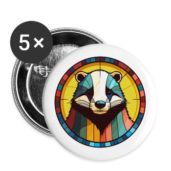 Blaireau vitrail coloré Cartoon Kawaii Anima - Lot de 5 grands badges (56 mm) - blanc - Devant