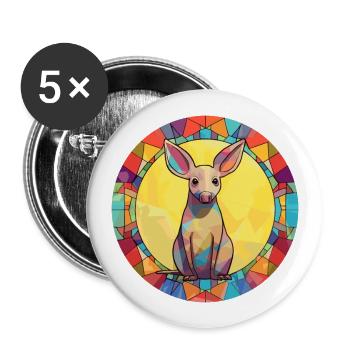 Aardvark Stained Glass Colorful Cartoon Kawaii Ani - Buttons large 2.2''/56 mm (5-pack) - white - Front