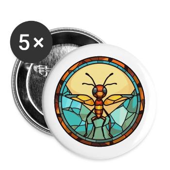 Ameisen-Buntglas-Cartoon-Kawaii-Tier - Buttons groß 56 mm (5er Pack) - Weiß - Vorne