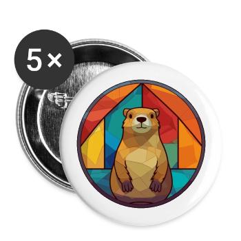 Marmotte vitrail coloré dessin animé Kawaii An - Lot de 5 grands badges (56 mm) - blanc - Devant