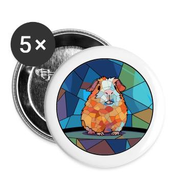 Guinea Pig Stained Glass Colorful Cartoon Kawaii A - Buttons large 2.2''/56 mm (5-pack) - white - Front