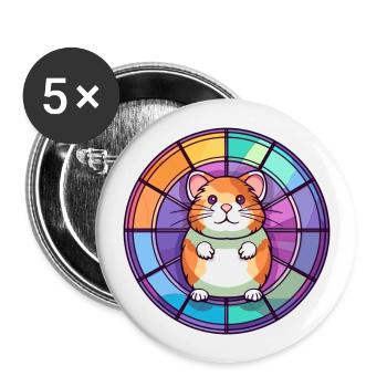 Hamster Bunte Karikatur Kawaii Anim - Buttons groß 56 mm (5er Pack) - Weiß - Vorne