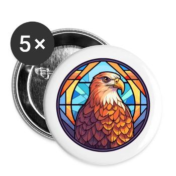 Hawk Stained Glass Colorful Cartoon Kawaii Animal - Buttons large 2.2''/56 mm (5-pack) - white - Front