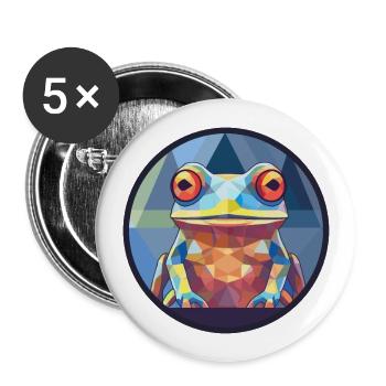 Grenouille vitrail coloré dessin animé Kawaii Animal - Lot de 5 grands badges (56 mm) - blanc - Devant