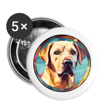 Labrador Retriever Hund Buntes Glas Bunter Wagen - Buttons groß 56 mm (5er Pack) - Weiß - Vorne
