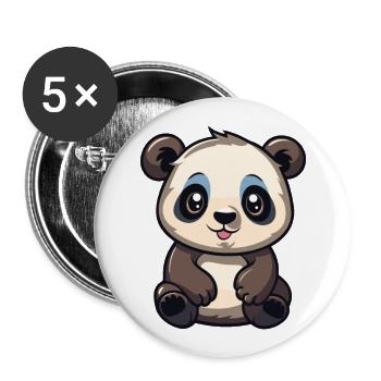Panda Niedliche Karikatur Kawaii Aquarell Tier Haustier - Buttons groß 56 mm (5er Pack) - Weiß - Vorne