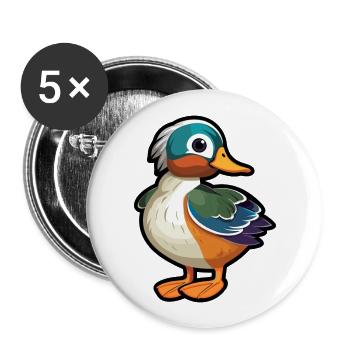 Mandarinente niedliche Karikatur Kawaii Aquarell Anima - Buttons groß 56 mm (5er Pack) - Weiß - Vorne