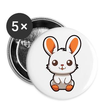 Hase niedliche Karikatur Kawaii Aquarell Tier Haustier - Buttons groß 56 mm (5er Pack) - Weiß - Vorne