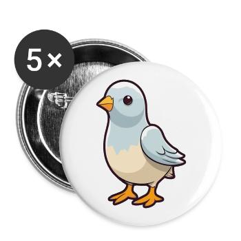 Colombe Mignon Dessin Animé Kawaii Aquarelle Animal Animal De Compagnie - Lot de 5 grands badges (56 mm) - blanc - Devant
