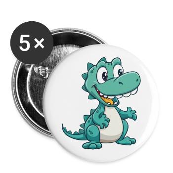 Crocodile Cute Cartoon Kawaii Watercolor Animal Pe - Buttons large 2.2''/56 mm (5-pack) - white - Front