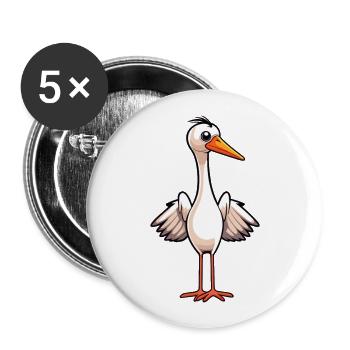 Grue Mignon Dessin Animé Kawaii Aquarelle Animal De Compagnie - Lot de 5 grands badges (56 mm) - blanc - Devant