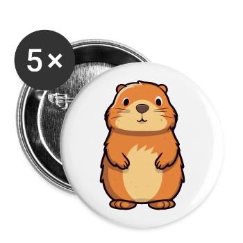 Marmotte mignon dessin animé kawaii aquarelle Animal Pe - Lot de 5 grands badges (56 mm) - blanc - Devant