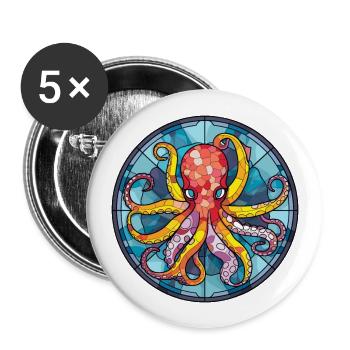 Oktopus Buntes Glas Bunte Karikatur Kawaii Anim - Buttons groß 56 mm (5er Pack) - Weiß - Vorne