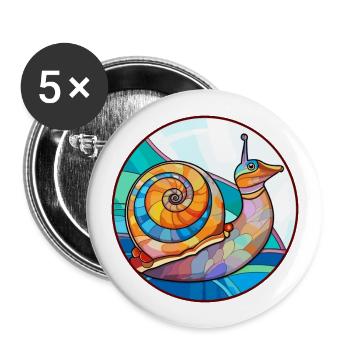 Schnecke Buntglas Bunte Karikatur Kawaii Tier - Buttons groß 56 mm (5er Pack) - Weiß - Vorne