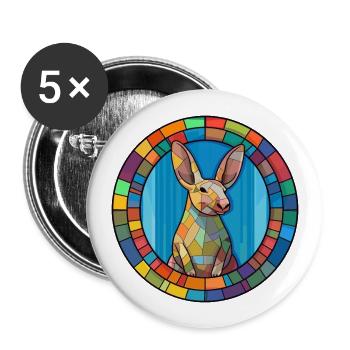 Erdferkel Buntglas Buntes Cartoon Kawaii Haustier - Buttons groß 56 mm (5er Pack) - Weiß - Vorne