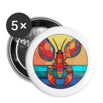Hummer Buntes Glas Bunte Karikatur Kawaii Anim - Buttons groß 56 mm (5er Pack) - Weiß - Vorne