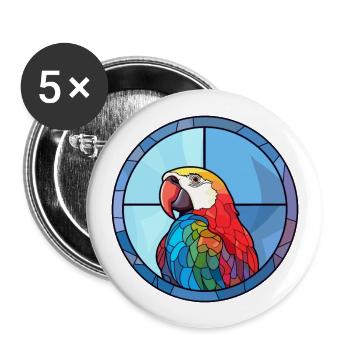 Papagei Buntglas Bunte Karikatur Kawaii Anima - Buttons groß 56 mm (5er Pack) - Weiß - Vorne
