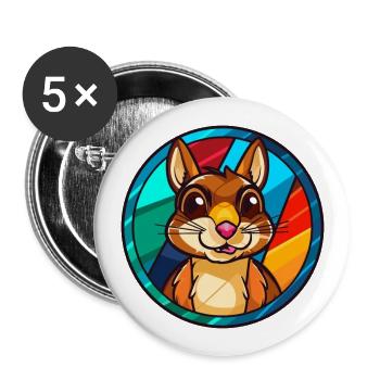 Chipmunk Buntglas Bunte Karikatur Kawaii Ani - Buttons groß 56 mm (5er Pack) - Weiß - Vorne