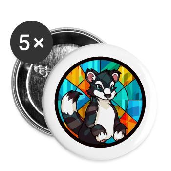 Skunk vitrail coloré dessin animé Kawaii Animal - Lot de 5 grands badges (56 mm) - blanc - Devant
