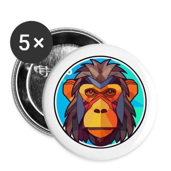 Babouin vitrail coloré dessin animé Kawaii Anima - Lot de 5 grands badges (56 mm) - blanc - Devant