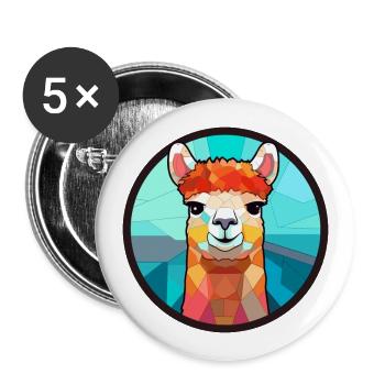 Alpaga vitrail coloré dessin animé Kawaii Anima - Lot de 5 grands badges (56 mm) - blanc - Devant