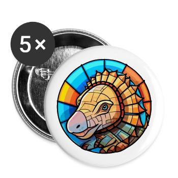Tatou vitrail coloré dessin animé Kawaii An - Lot de 5 grands badges (56 mm) - blanc - Devant