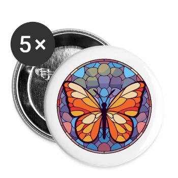 Butterfly Stained Glass Colorful Cartoon Kawaii An - Buttons large 2.2''/56 mm (5-pack) - white - Front
