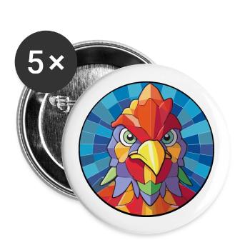 Chicken Stained Glass Colorful Cartoon Kawaii Anim - Buttons large 2.2''/56 mm (5-pack) - white - Front