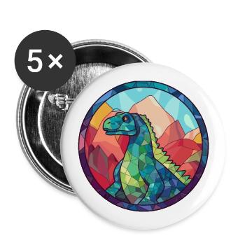Dinodaur Stained Glass Colorful Cartoon Kawaii Ani - Buttons large 2.2''/56 mm (5-pack) - white - Front