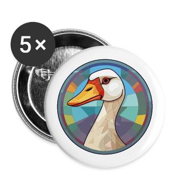 Gänse-Buntglas-Cartoon-Kawaii-Tier - Buttons groß 56 mm (5er Pack) - Weiß - Vorne