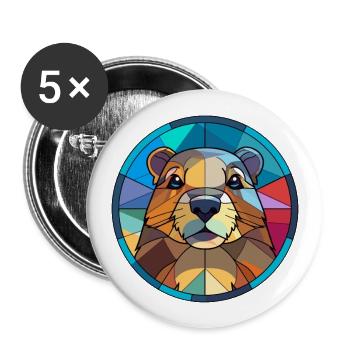 Marmotte vitrail coloré dessin animé Kawaii An - Lot de 5 grands badges (56 mm) - blanc - Devant