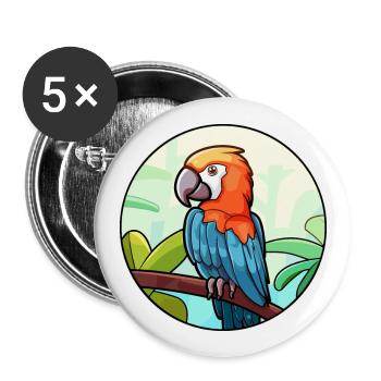 Papagei Buntglas Bunte Karikatur Kawaii Anima - Buttons groß 56 mm (5er Pack) - Weiß - Vorne