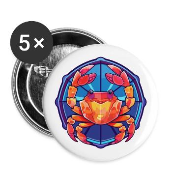 Krabben-Buntglas-Cartoon-Kawaii-Tier - Buttons groß 56 mm (5er Pack) - Weiß - Vorne