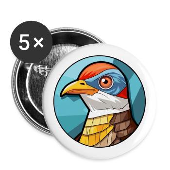 Kuckuck Bunte Karikatur Kawaii Anima - Buttons groß 56 mm (5er Pack) - Weiß - Vorne