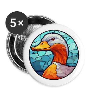 Canard vitrail coloré dessin animé Kawaii Animal - Lot de 5 grands badges (56 mm) - blanc - Devant