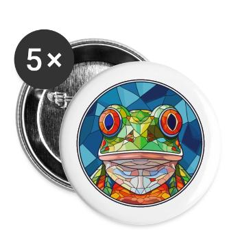 Grenouille vitrail coloré dessin animé Kawaii Animal - Lot de 5 grands badges (56 mm) - blanc - Devant