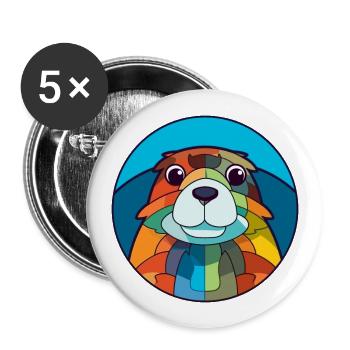 Gopher Buntglas Bunte Karikatur Kawaii Anima - Buttons groß 56 mm (5er Pack) - Weiß - Vorne