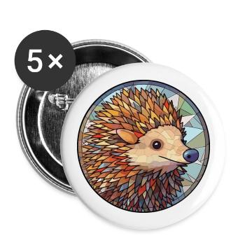 Igel Bunte Karikatur Kawaii Ani - Buttons groß 56 mm (5er Pack) - Weiß - Vorne